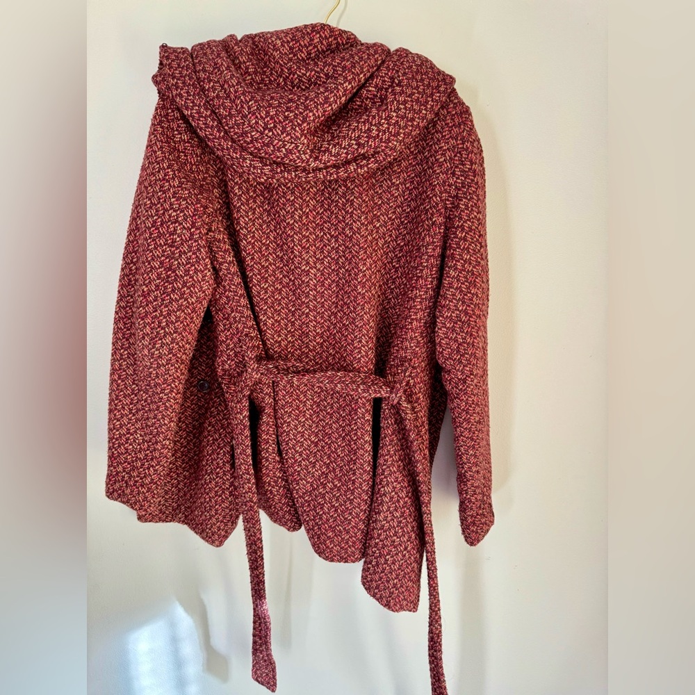 Mossimo Red Tweed Funnel Hood Wrap Coat - Picture 8 of 14